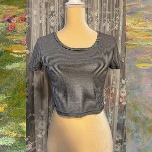 Black & White Striped Crop Top